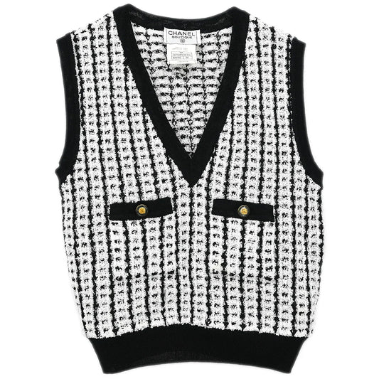 Chanel 1997 Sleeveless Vest Sweater Top White #38