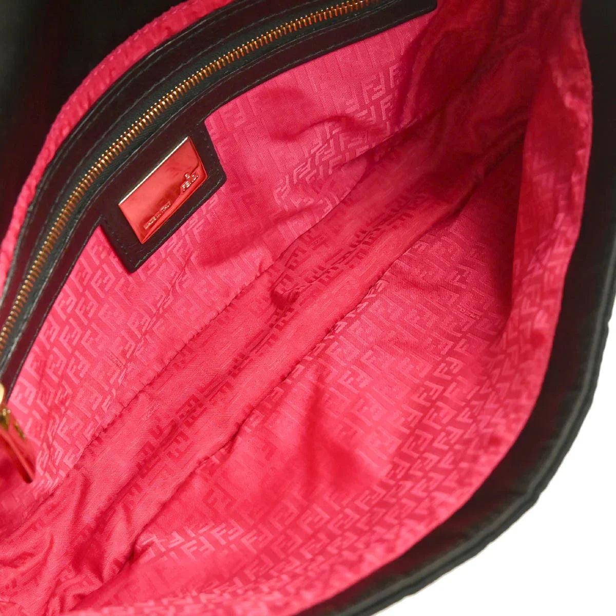 Fendi 2009 Black Satin Zucca Embroidered Baguette Handbag