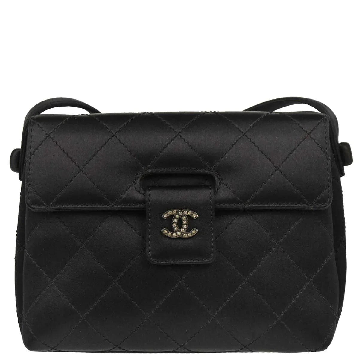 Chanel Black Satin Shoulder Bag