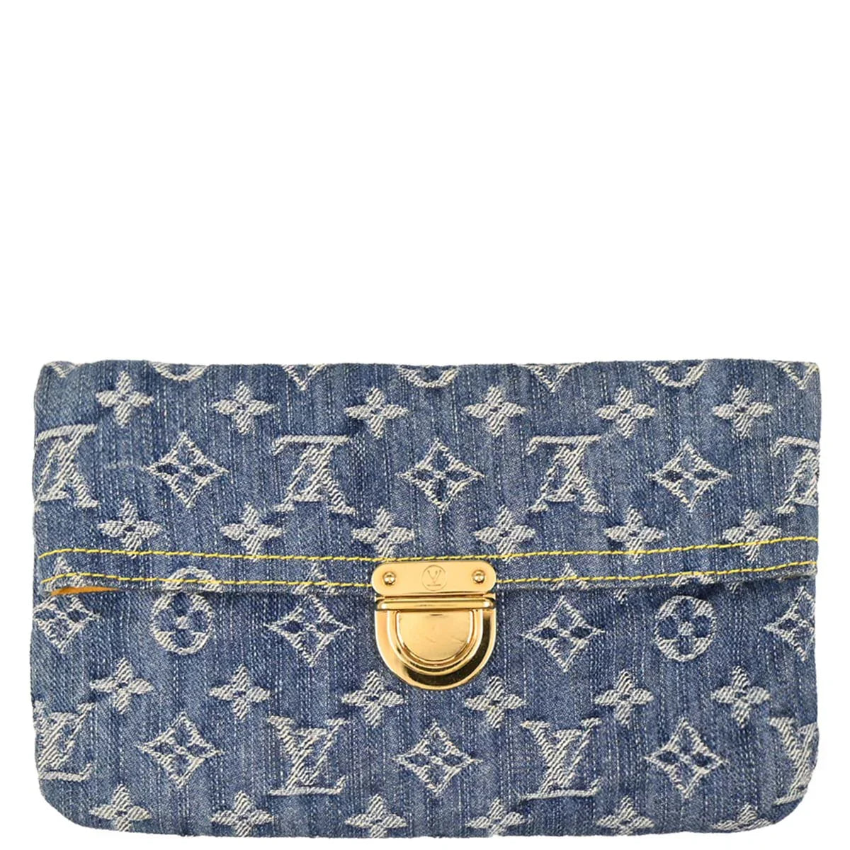 Louis Vuitton 2006 Blue Monogram Denim Pochette Plat Clutch M95007