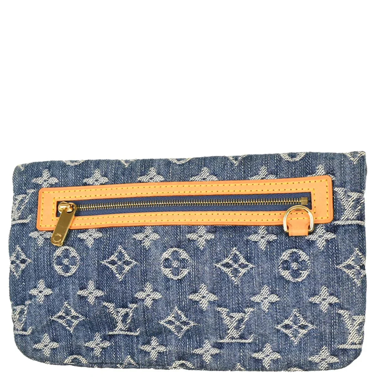 Louis Vuitton 2006 Blue Monogram Denim Pochette Plat Clutch M95007