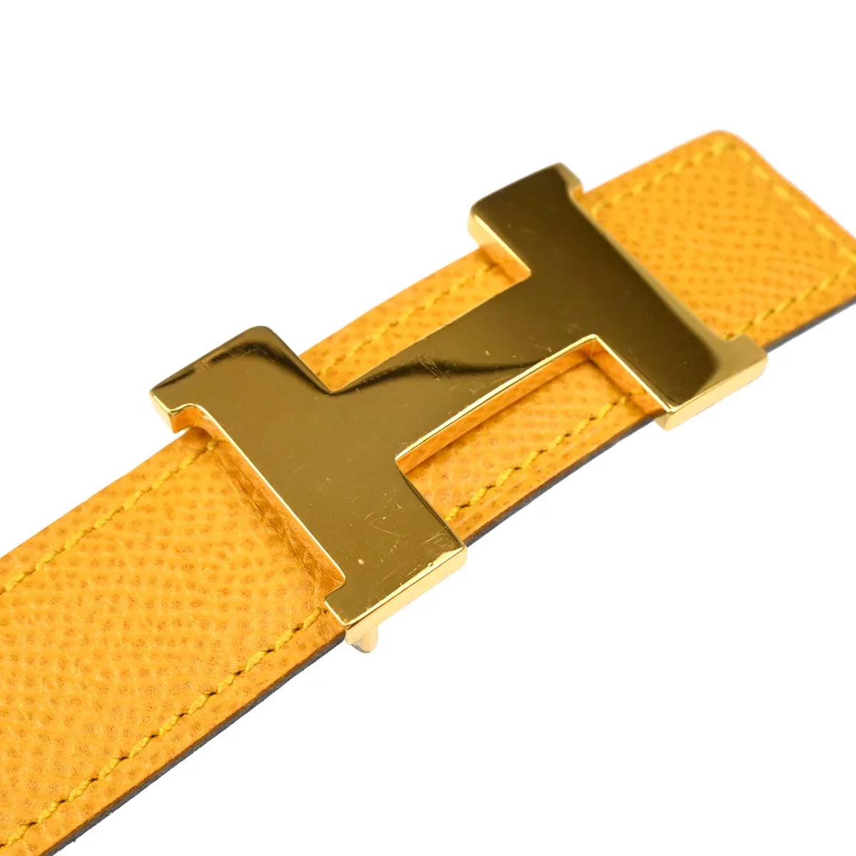 Hermes Yellow Courchevel Constance Reversible Belt #70 Small Good