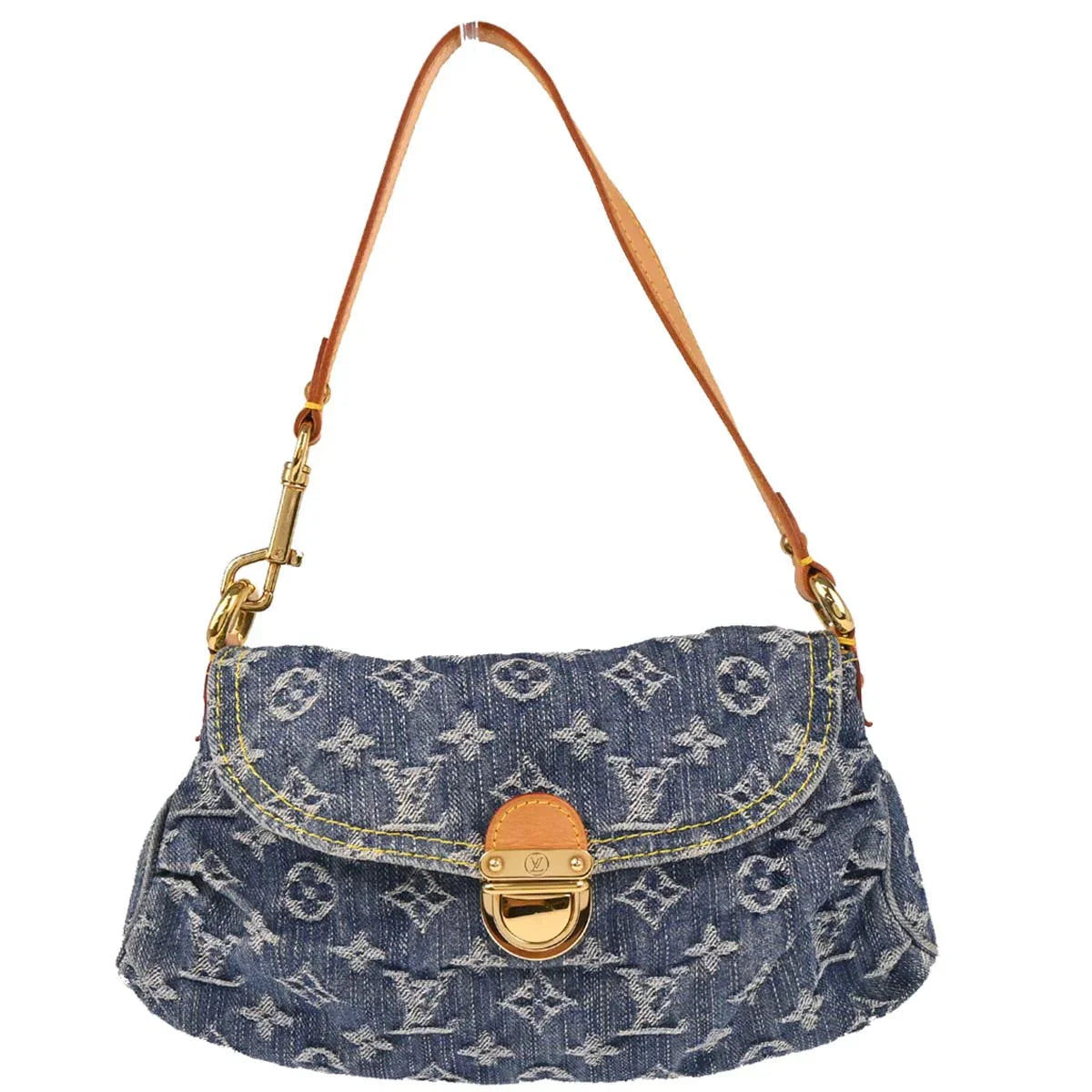 Louis Vuitton 2003 Blue Monogram Denim Mini Pleaty Handbag M95050
