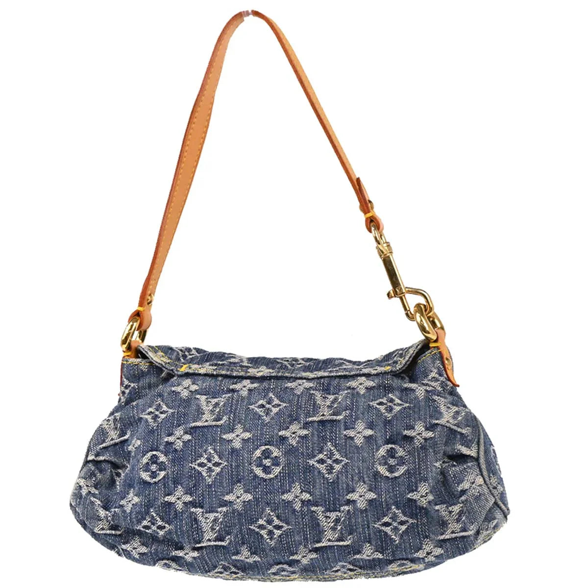 Louis Vuitton 2003 Blue Monogram Denim Mini Pleaty Handbag M95050