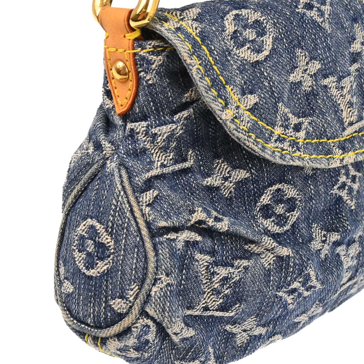 Louis Vuitton 2003 Blue Monogram Denim Mini Pleaty Handbag M95050