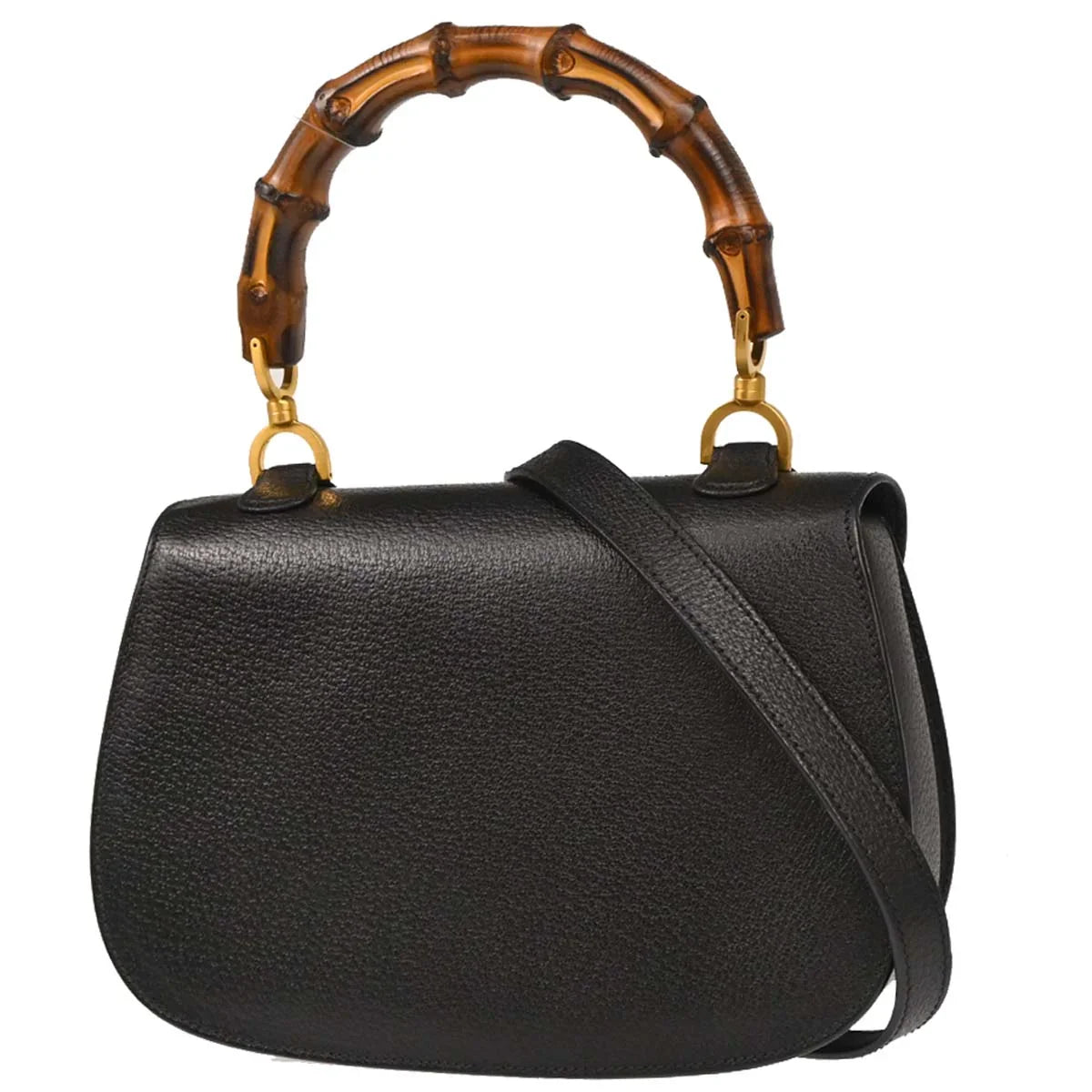 Gucci Black Bamboo 2way Shoulder Handbag