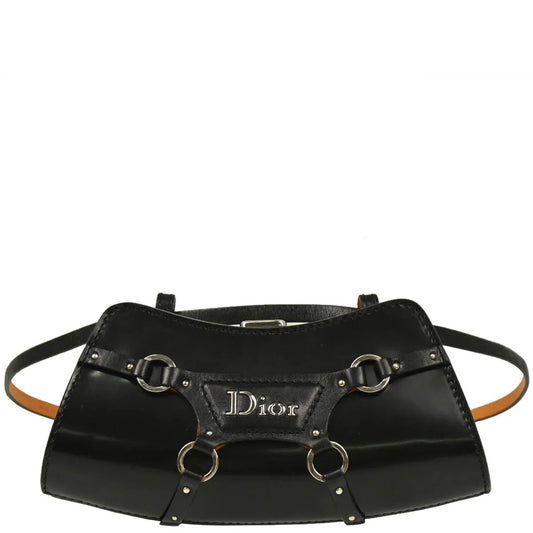 Christian Dior 2003 Black Leather Bondage Bum Bag #85