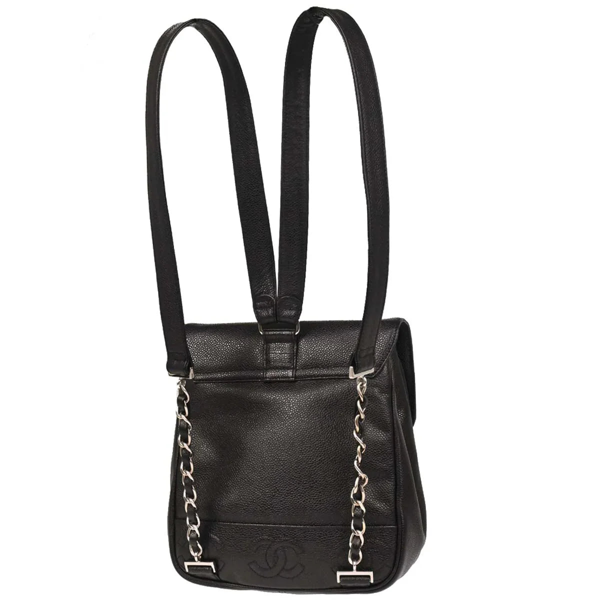 Chanel 1996-1997 Black Caviar Triple CC Backpack
