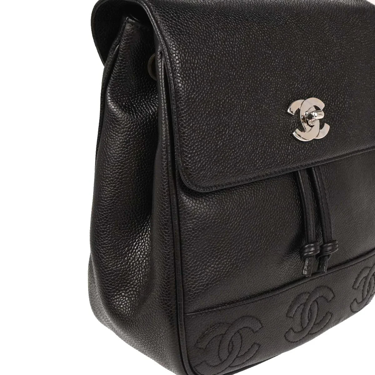 Chanel 1996-1997 Black Caviar Triple CC Backpack