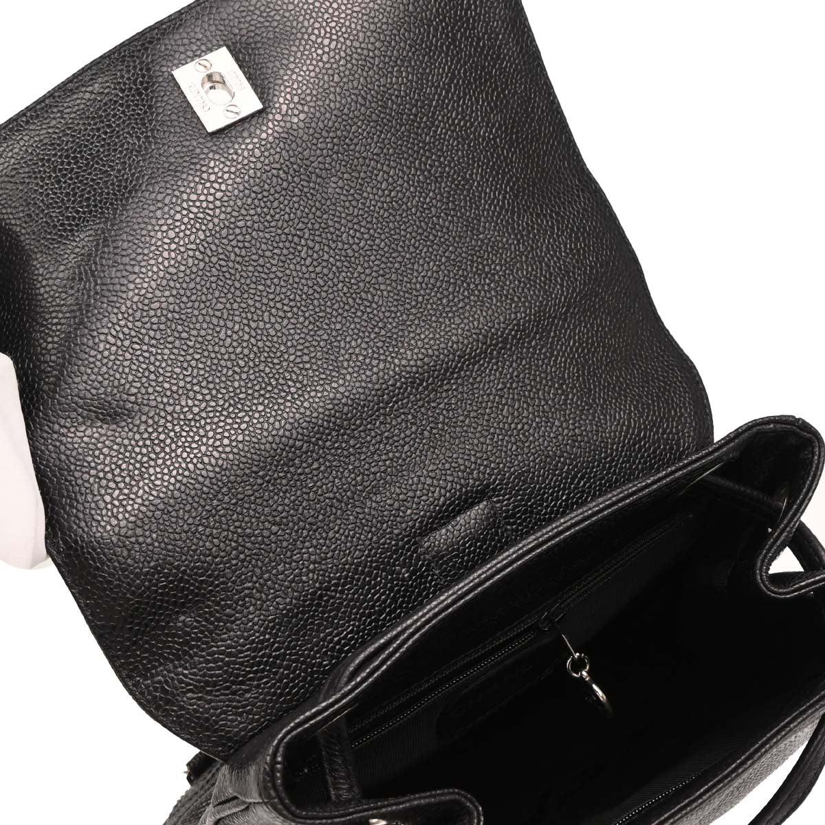 Chanel 1996-1997 Black Caviar Triple CC Backpack
