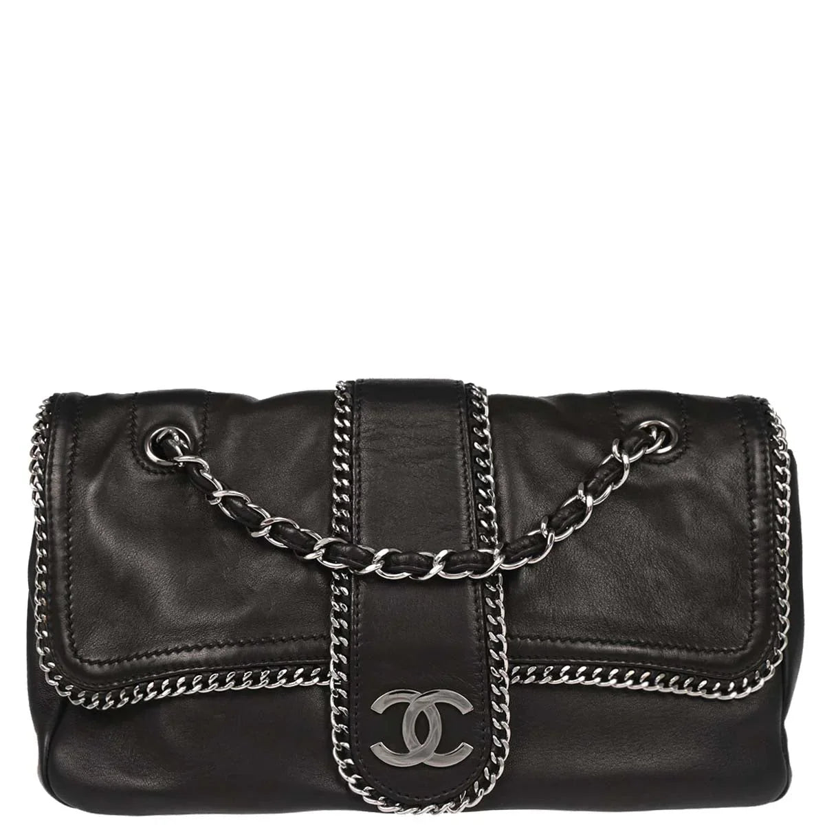Chanel Black Calfskin Luxury Line Madison Flap Shoulder Bag