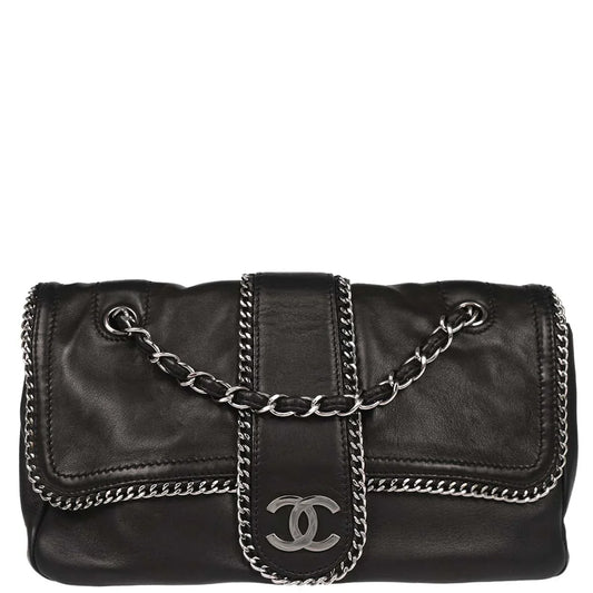 Chanel Black Calfskin Luxury Line Madison Flap Shoulder Bag