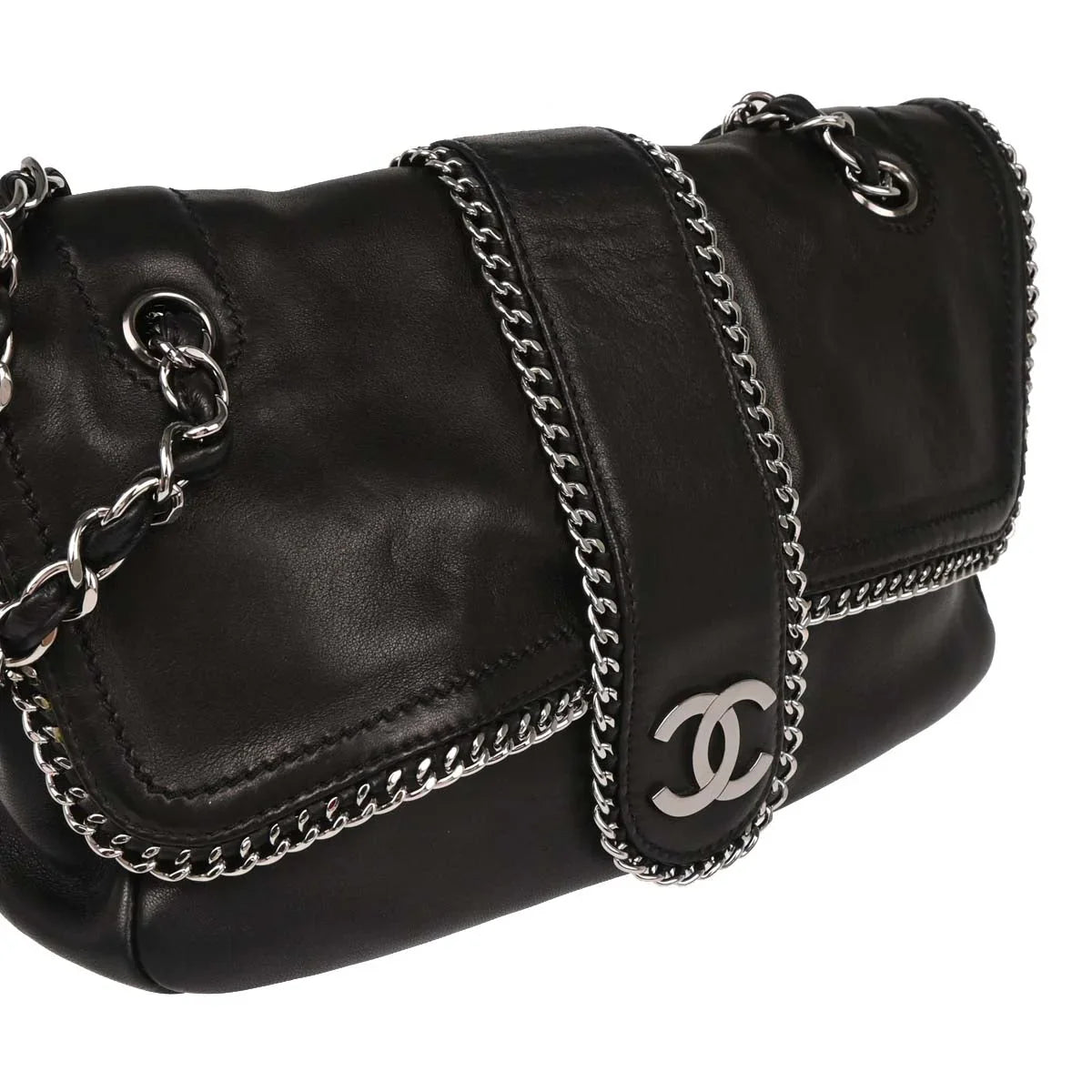 Chanel Black Calfskin Luxury Line Madison Flap Shoulder Bag
