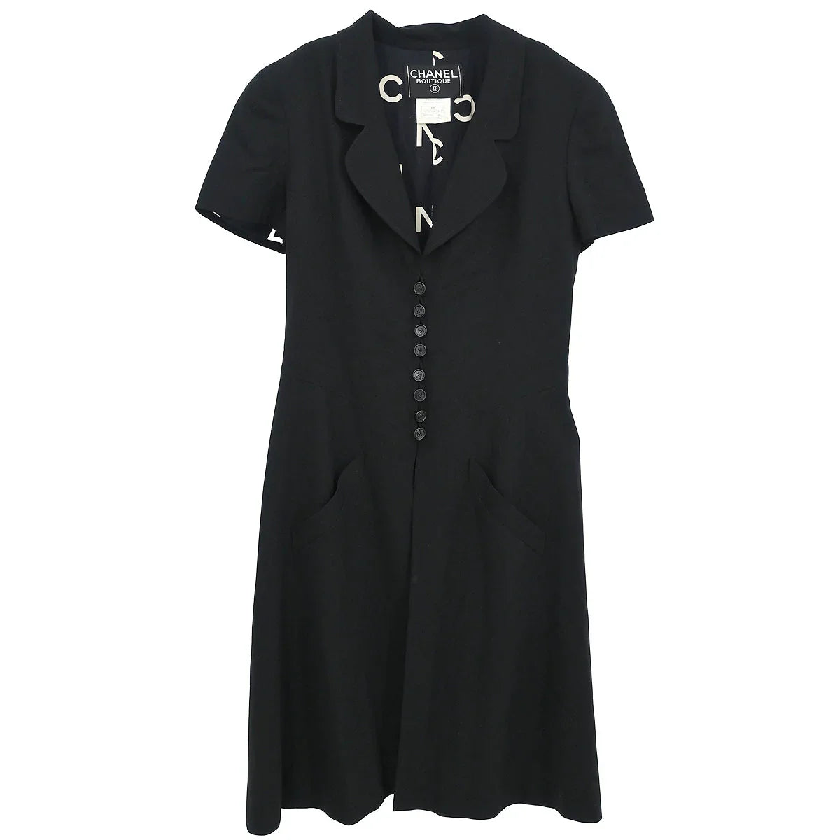 Chanel 1997 Short Sleeve Dress Black #38