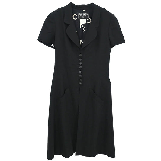 Chanel 1997 Short Sleeve Dress Black #38