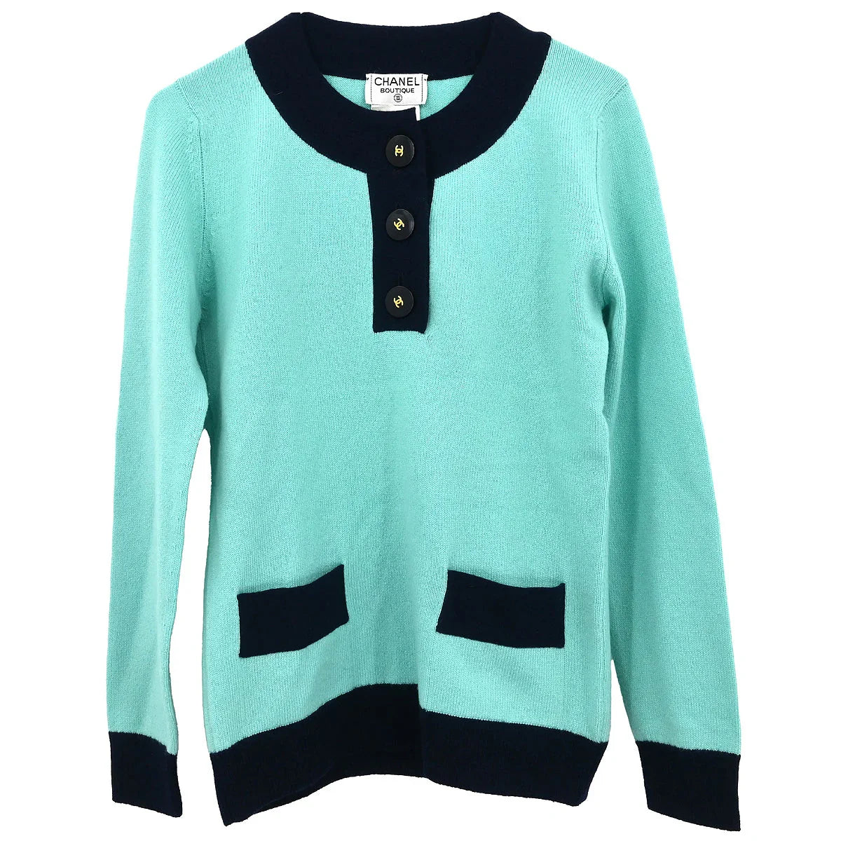 Chanel 1997 Sweater Knit Top Light Blue #40