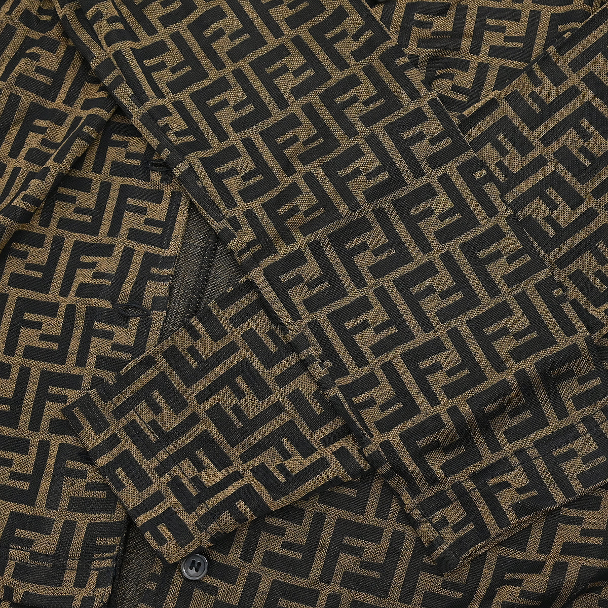 Fendi Ensemble Cardigan Short Sleeve Top Zucca Brown #46
