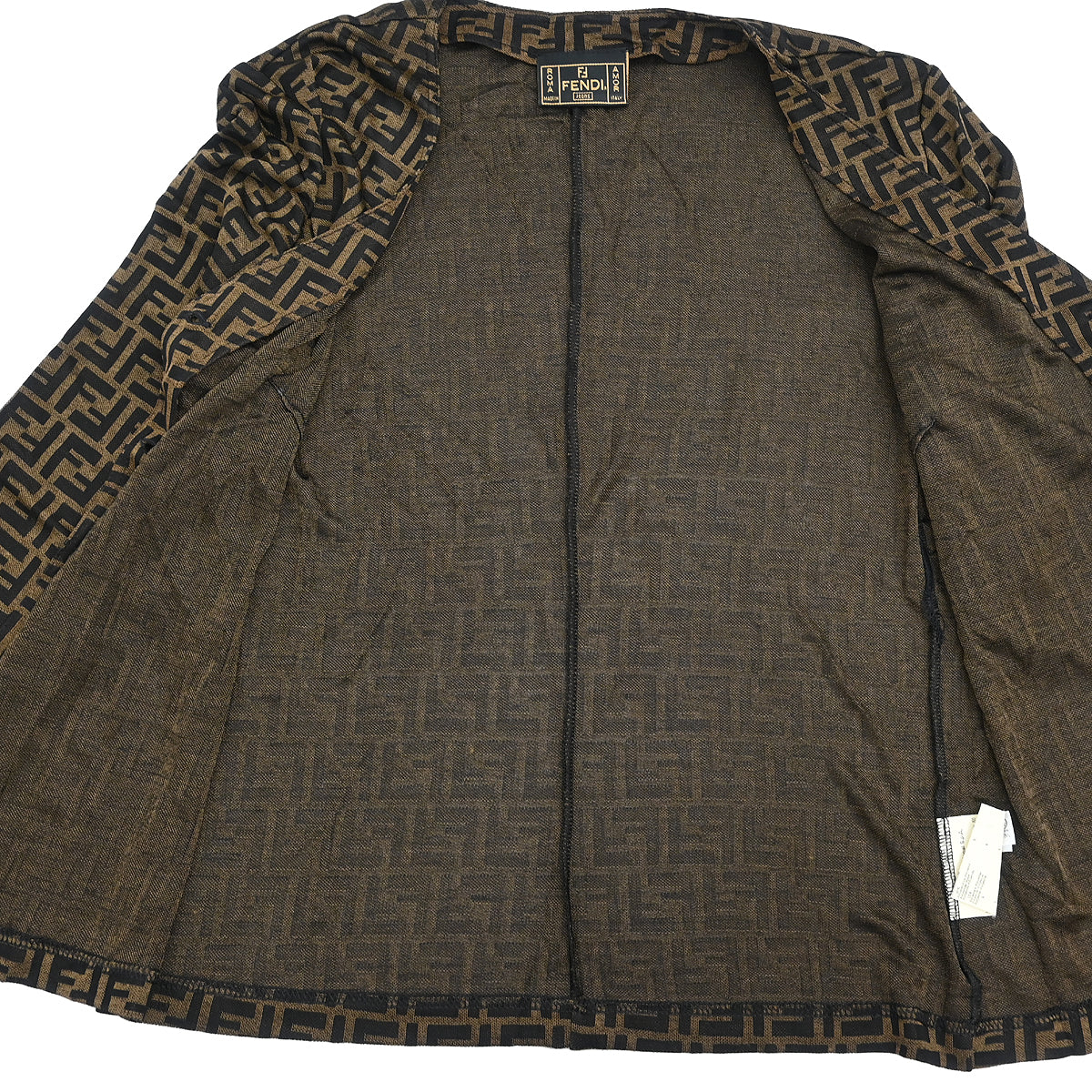 Fendi Ensemble Cardigan Short Sleeve Top Zucca Brown #46