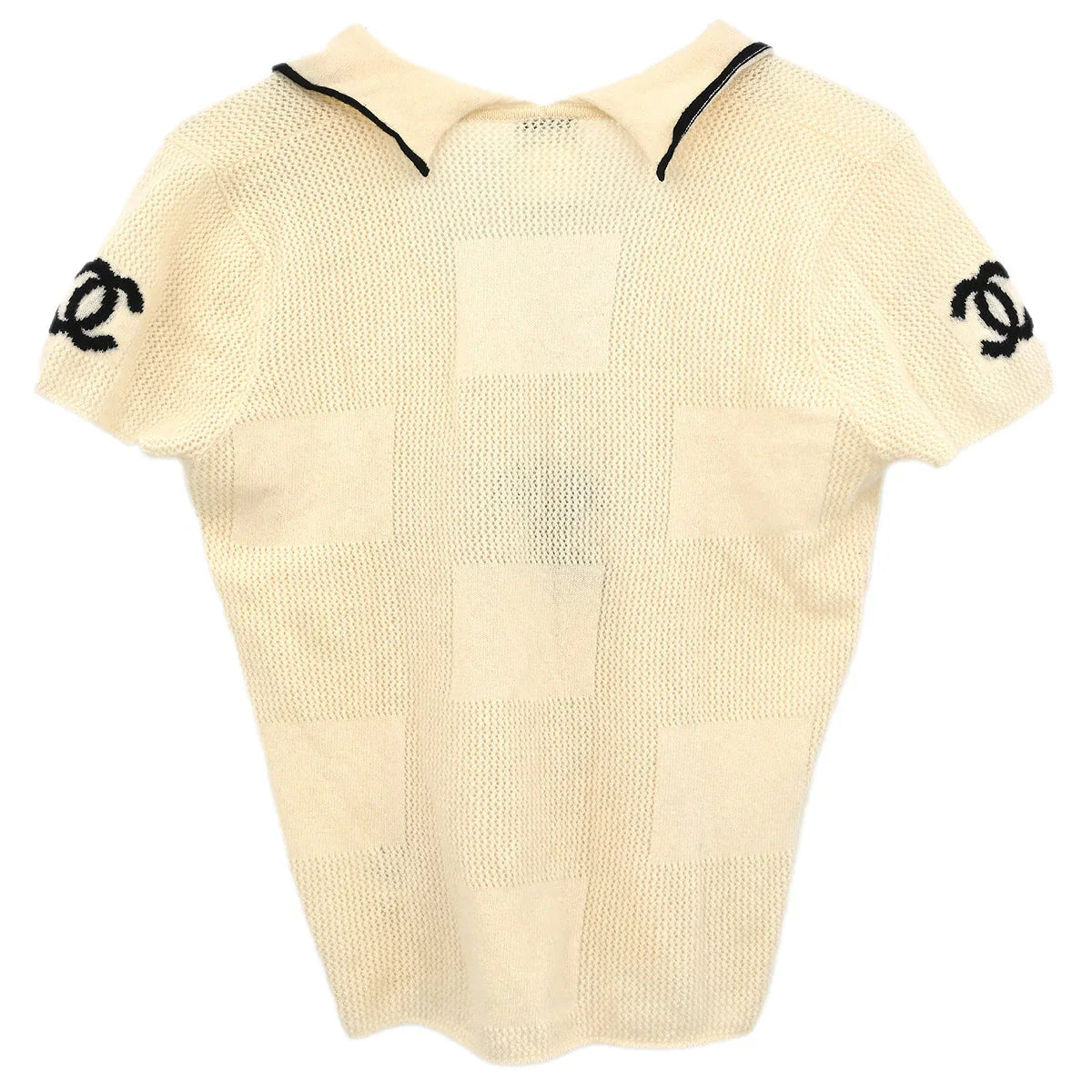 Chanel 2001 Short Sleeve Sweater Knit Top White #38