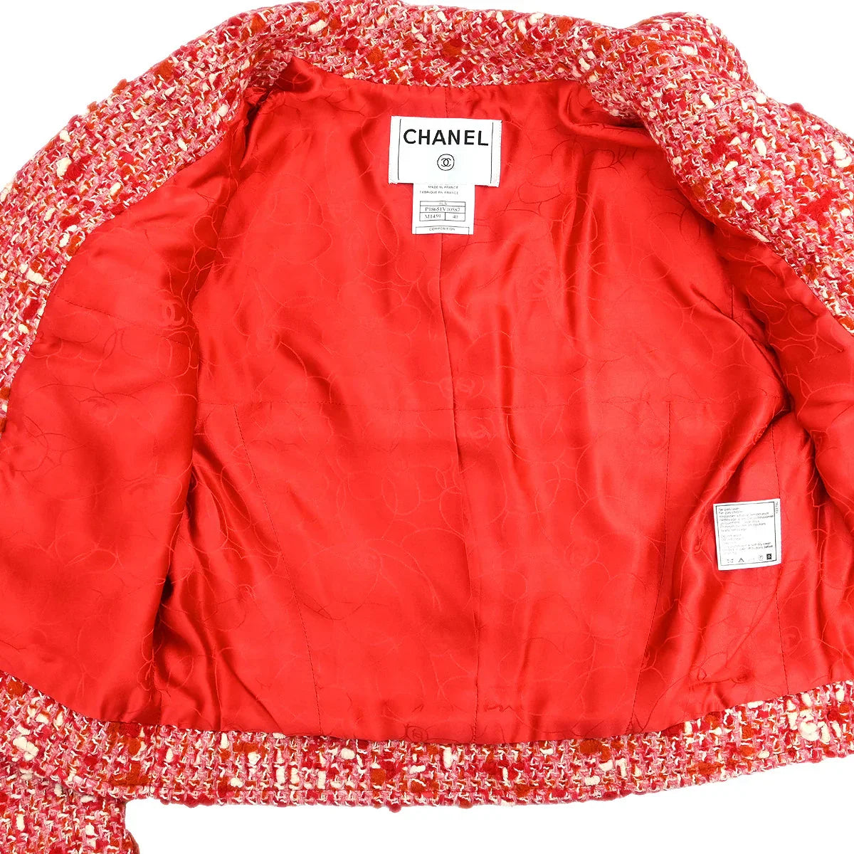 Chanel 2001 Setup Suit Jacket Skirt Red #40