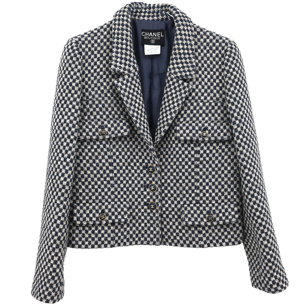 Chanel 1995 Single Breasted Jacket Navy #40