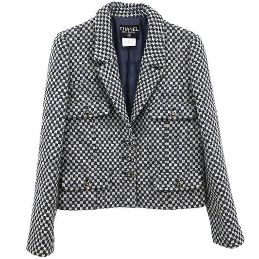 Chanel 1995 Single Breasted Jacket Navy #40