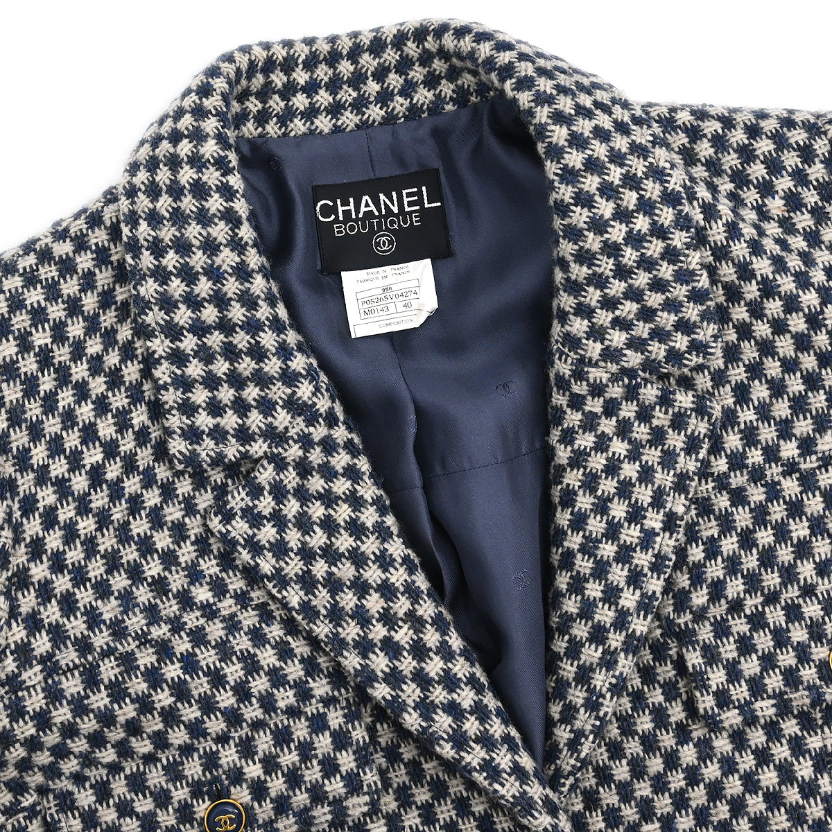 Chanel 1995 Single Breasted Jacket Navy #40
