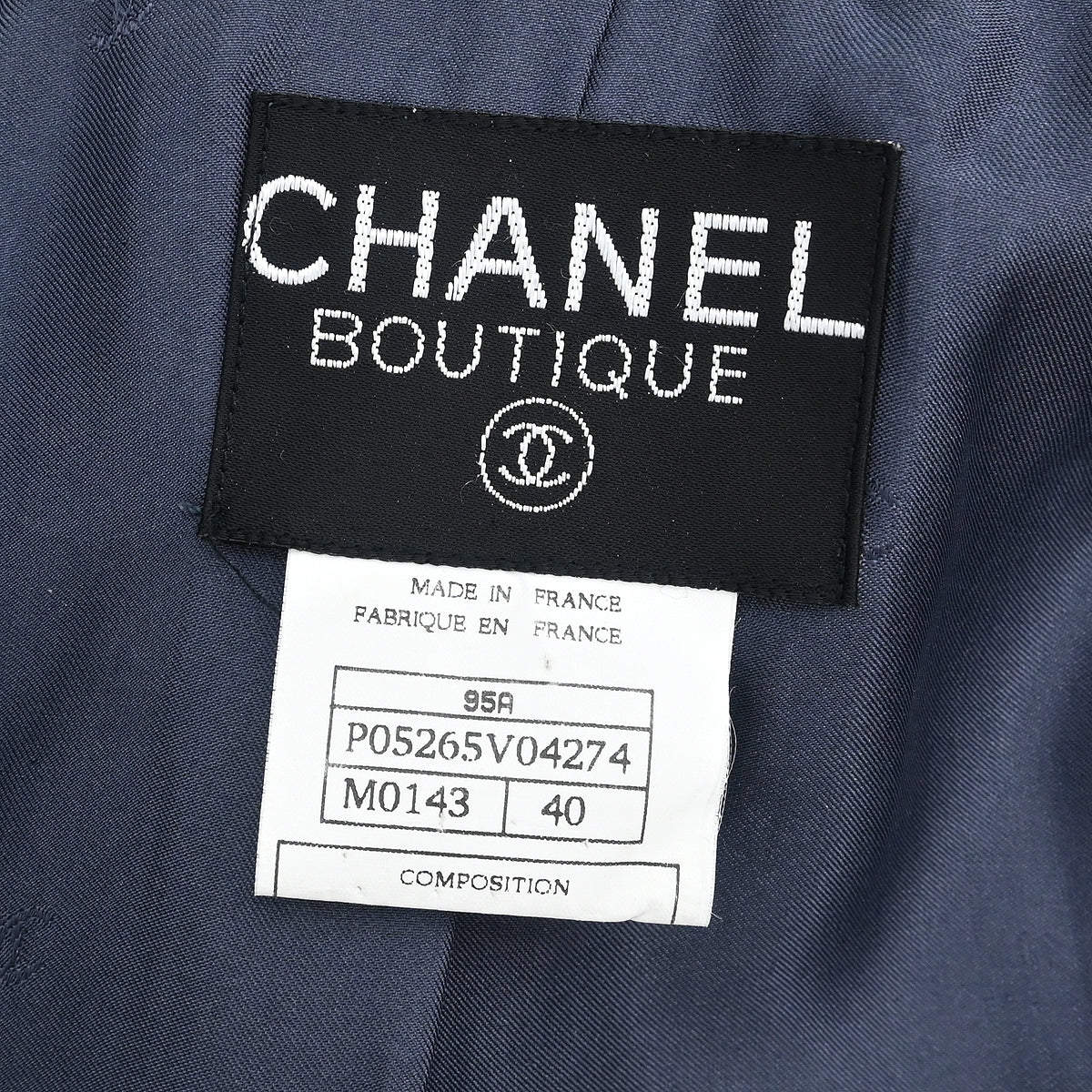 Chanel 1995 Single Breasted Jacket Navy #40