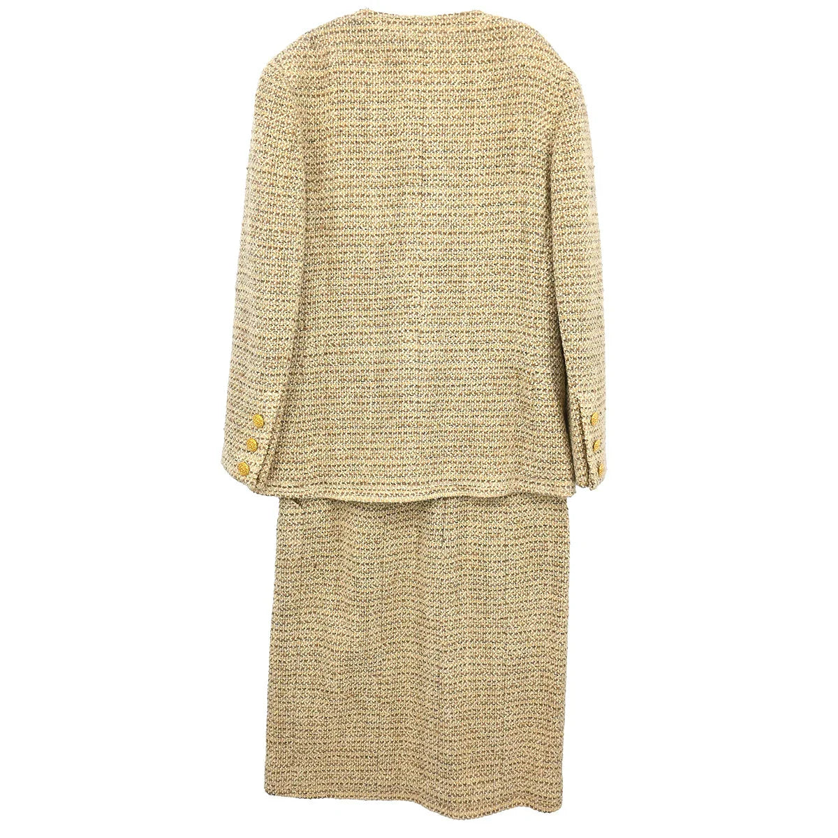 Chanel Setup Suit Jacket Skirt Beige #36