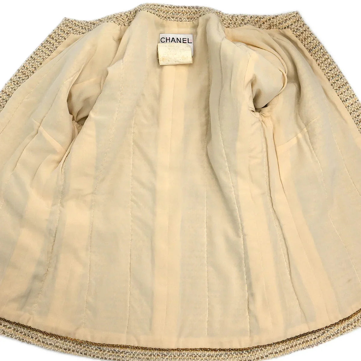 Chanel Setup Suit Jacket Skirt Beige #36