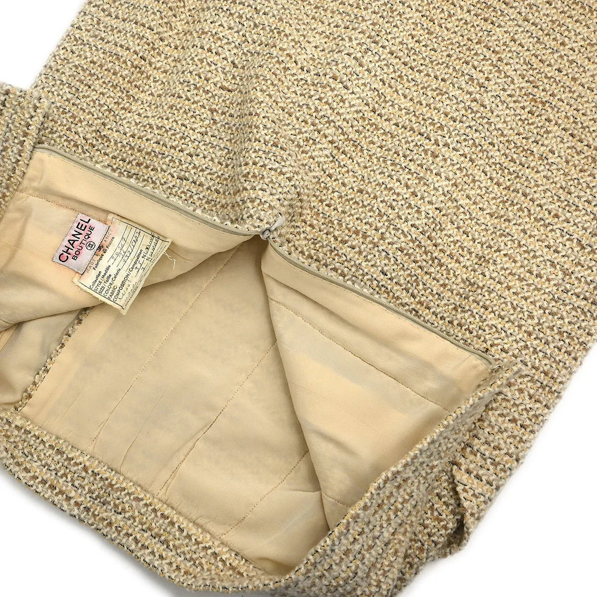 Chanel Setup Suit Jacket Skirt Beige #36