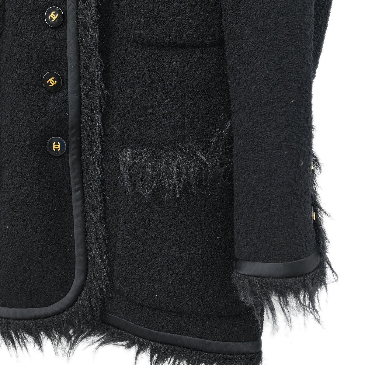 Chanel 1994 Single Breasted Collarless Jacket Black #40