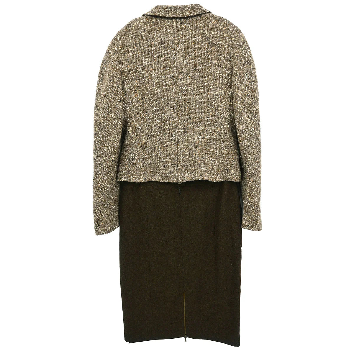 Chanel 1999 Setup Suit Jacket Skirt Brown #38