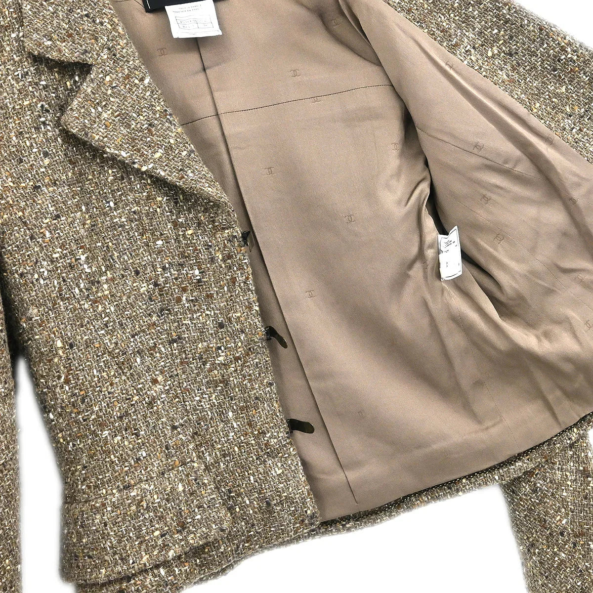 Chanel 1999 Setup Suit Jacket Skirt Brown #38