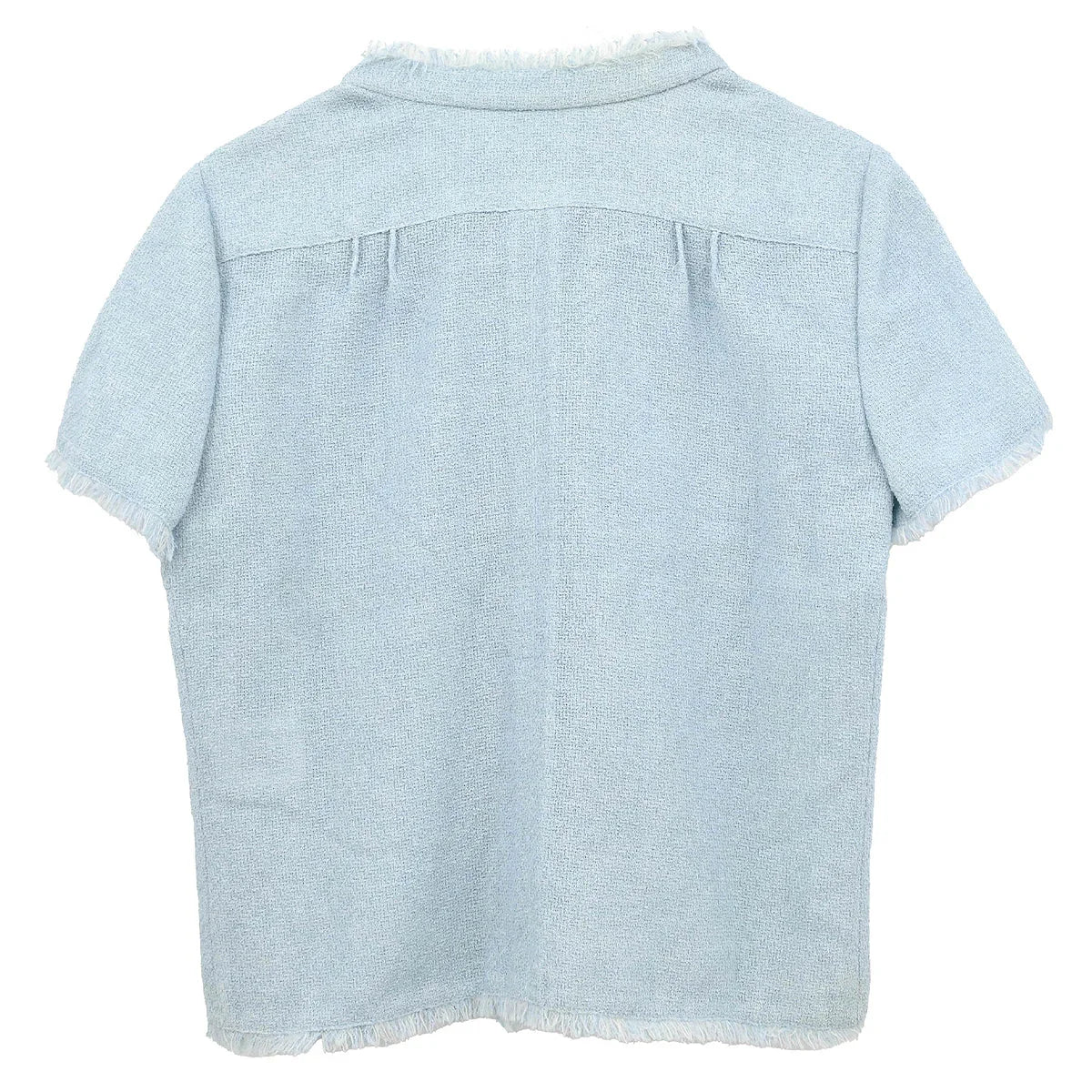 Chanel 2008 Single Breasted Short Sleeve Jacket Light Blue #38