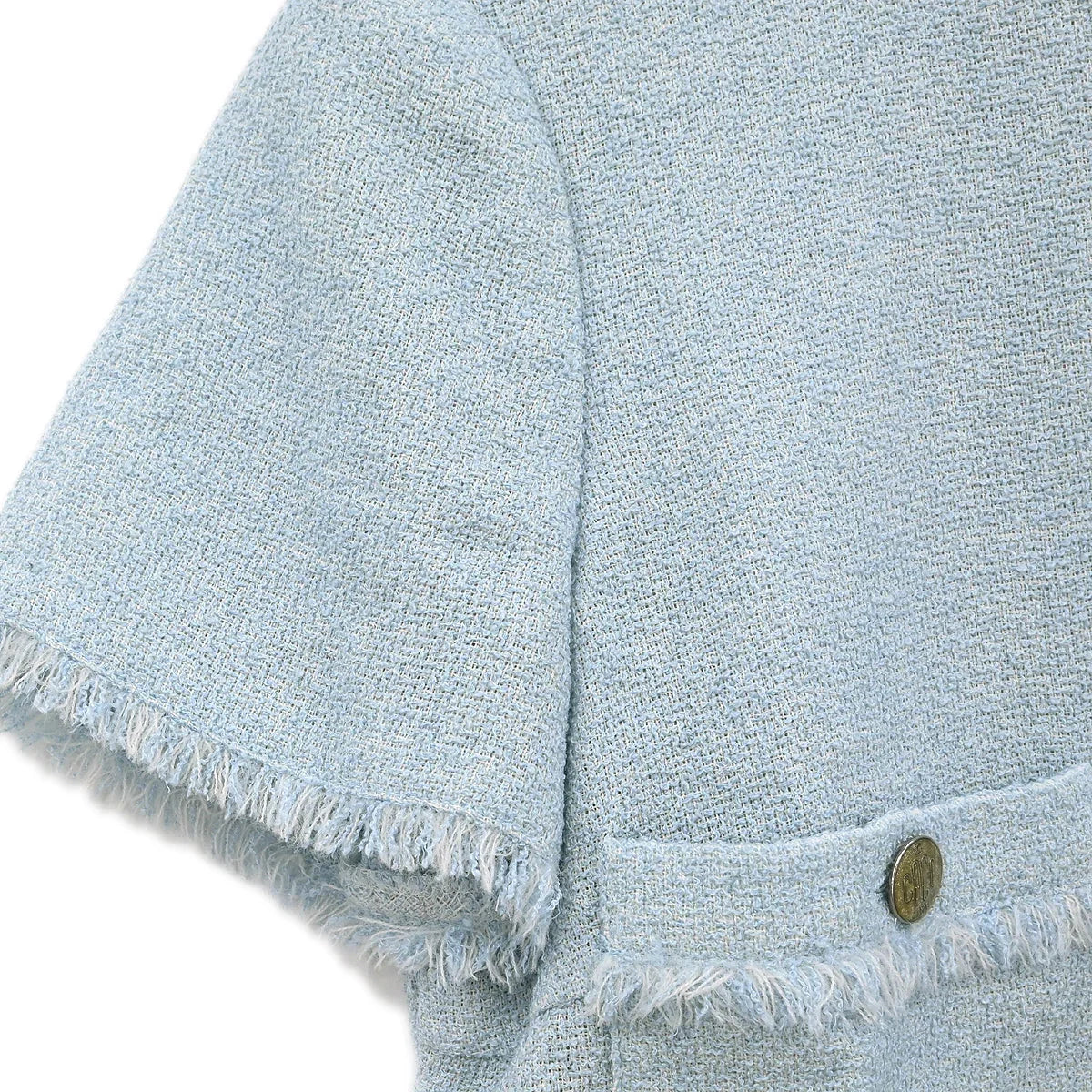 Chanel 2008 Single Breasted Short Sleeve Jacket Light Blue #38