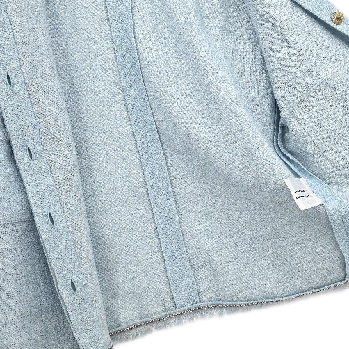 Chanel 2008 Single Breasted Short Sleeve Jacket Light Blue #38