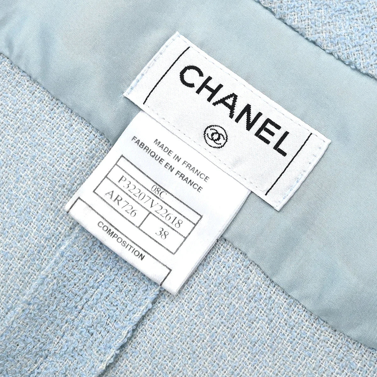 Chanel 2008 Single Breasted Short Sleeve Jacket Light Blue #38