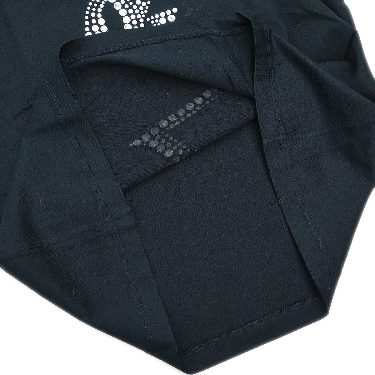 Yves Saint Laurent T-shirt Top Rhinestone Black #S