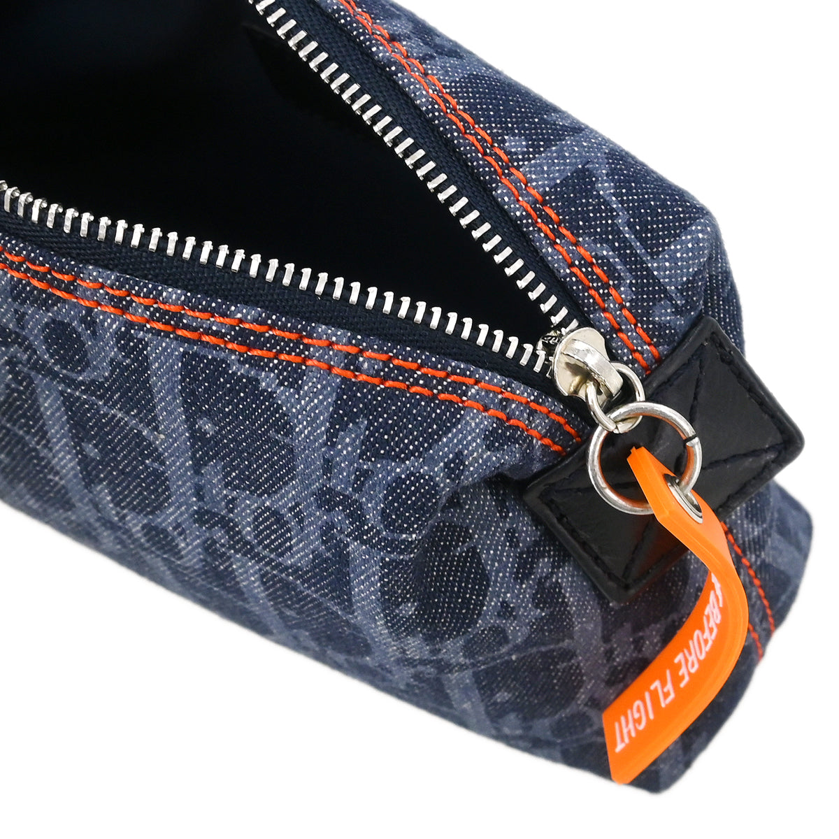 Christian Dior Navy Canvas Flight Trotter Cosmetic Pouch Bag