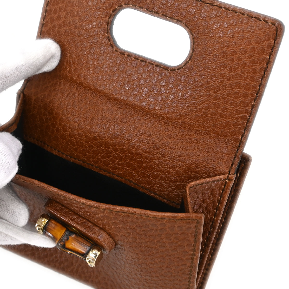 Gucci Brown Leather Bamboo Wallet