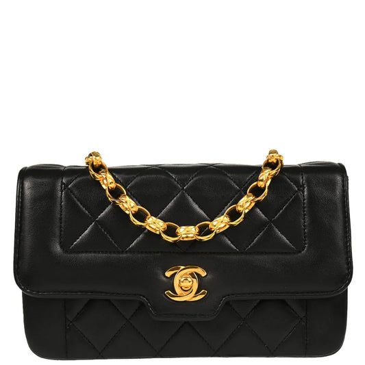 Chanel 1989-1991 Black Lambskin Shoulder Bag