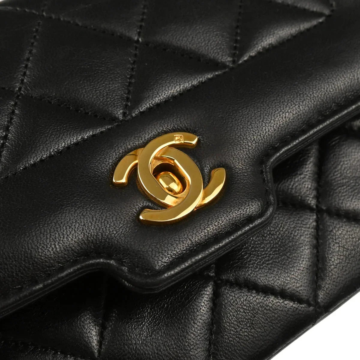 Chanel 1989-1991 Black Lambskin Shoulder Bag