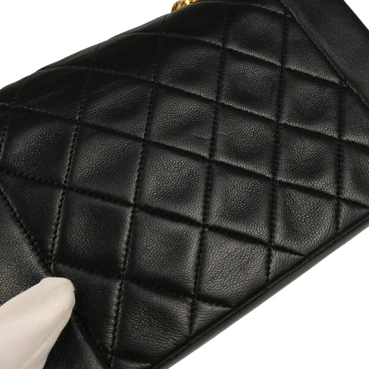 Chanel 1989-1991 Black Lambskin Shoulder Bag