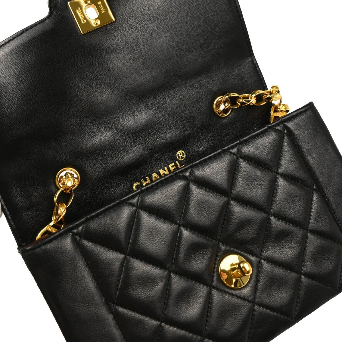 Chanel 1989-1991 Black Lambskin Shoulder Bag