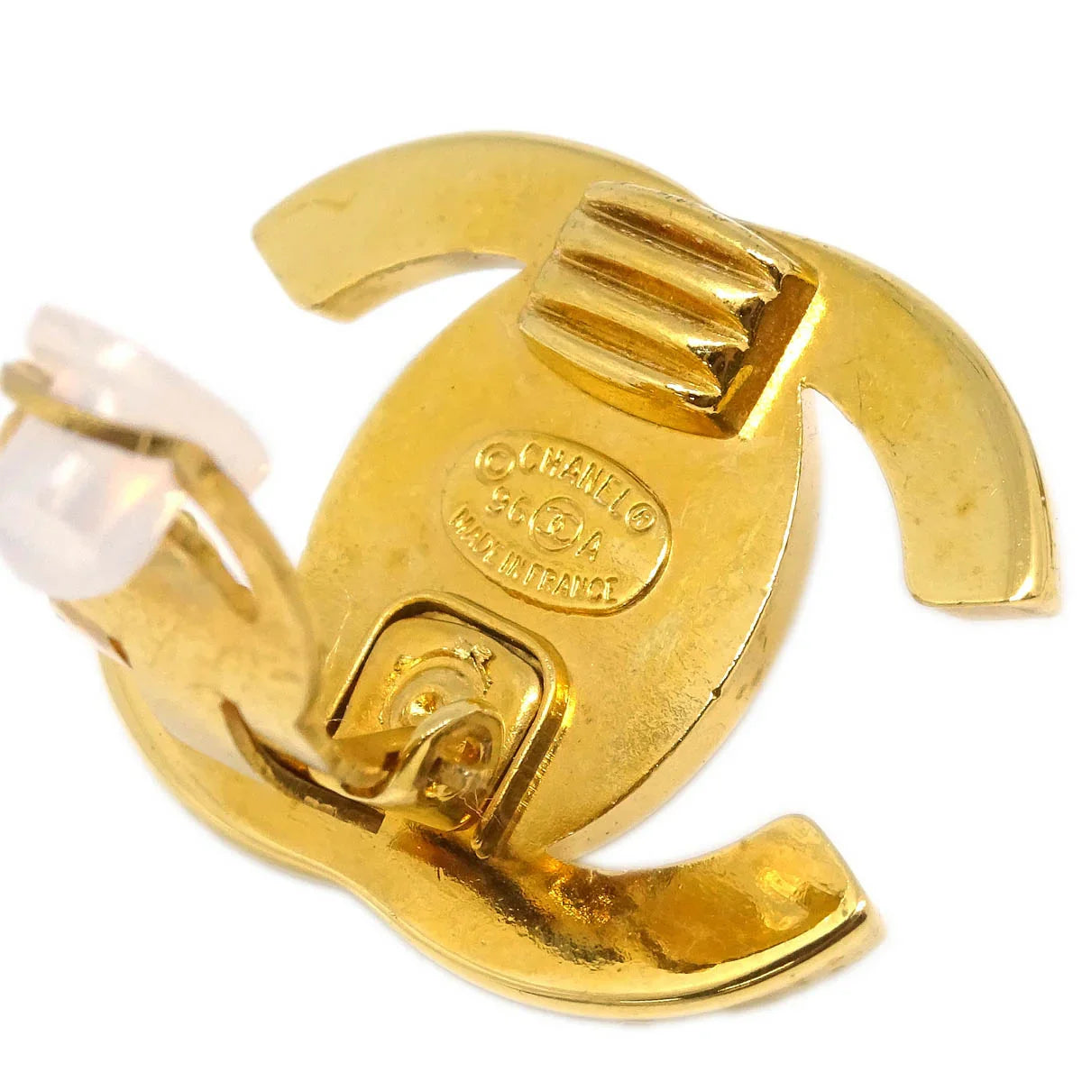 Chanel CC Turnlock Earrings Clip-On Gold Large 96A