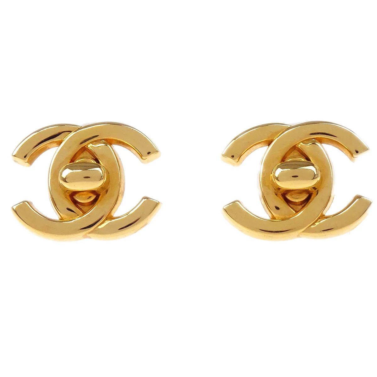 Chanel CC Turnlock Earrings Clip-On Gold Small 96A