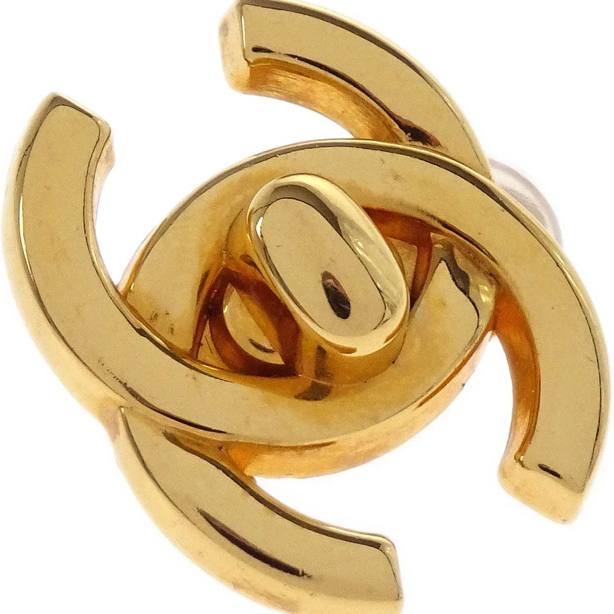 Chanel CC Turnlock Earrings Clip-On Gold Small 96A