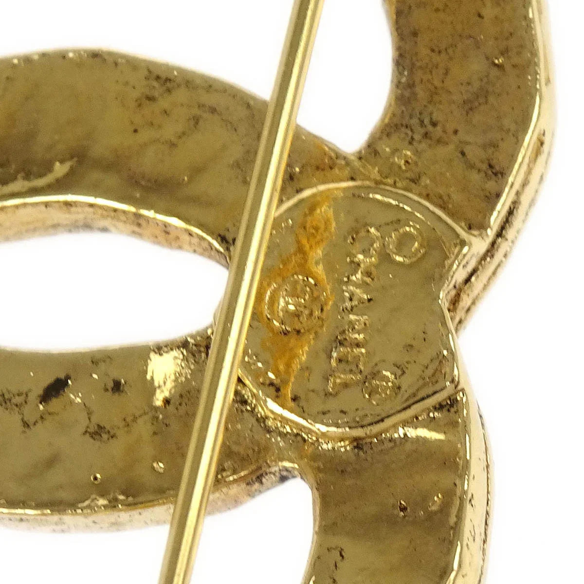 Chanel CC Brooch Pin Gold Rhinestone