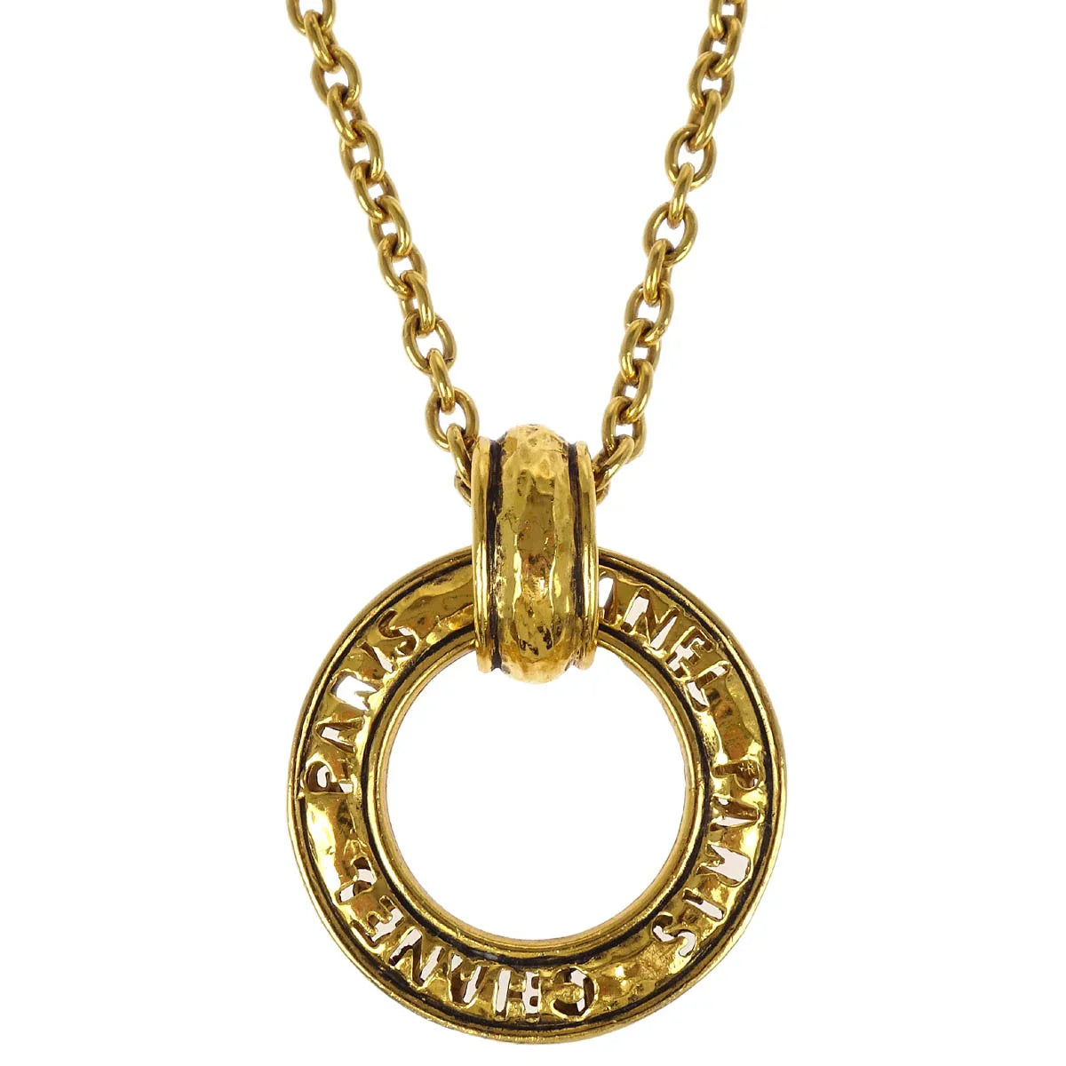Chanel Hoop Pendant Necklace Gold